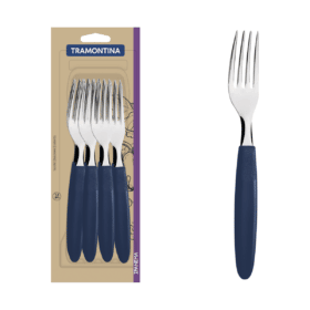 طقم شوك عشاء ستانلس ستيل من ترامونتينا Ipanema مع مقابض بولي بروبيلين زرقاء ، 12 قطعة
