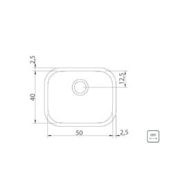 Alternative view of حوض Tramontina Aria Maxi 50 BS من الفولاذ المقاوم للصدأ بلمسة نهائية من الساتان للتركيب العلوي أو القاعدة ، 50x40 سم
