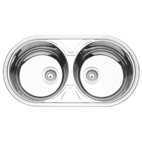 حوضين من الفولاذ المقاوم للصدأ Tramontina Luna Duo 2C 36 BS مع مرآة تلميع للتثبيت العلوي أو Undermount ، 84x44 سم