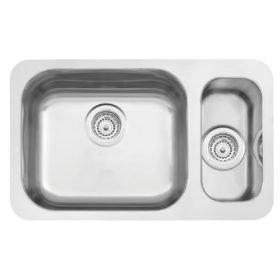 حوض مع حوض خدمي من الفولاذ المقاوم للصدأ Tramontina Isis Plus 1.5 C 34 BL بلمسة نهائية من الساتان لـ Undermount 58x34 سم