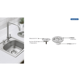 Alternative view of ترامونتينا 4.1 / 2 بوصة من الفولاذ المقاوم للصدأ والبولي بروبلين للأحواض والأحواض