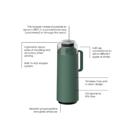 Alternative view of ترمز المشروبات بلاستيكي اخضر مع بطانة زجاجية سعة 1 لتر Exata