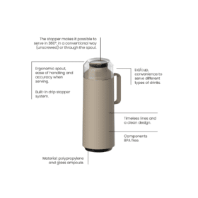 Alternative view of ترمز مشروبات حراري بلاستيكي بيج من ترامونتينا مع بطانة زجاجية سعة 1 لتر Exata
