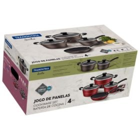 Alternative view of طقم أواني طهي من الألمنيوم من ترامونتينا سيسيليا مع طلاء داخلي وخارجي ممتاز مانع للالتصاق ، 4 قطع