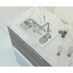 Alternative view of سنك حوض وحو خدمي ستانلس ستيل مغلف  بالزجاج الأبيض 86x40 سم