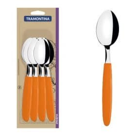 طقم ملاعق طعام Tramontina Ipanema ستانلس ستيل مع مقابض بولي بروبيلين برتقالي، 12 قطعة