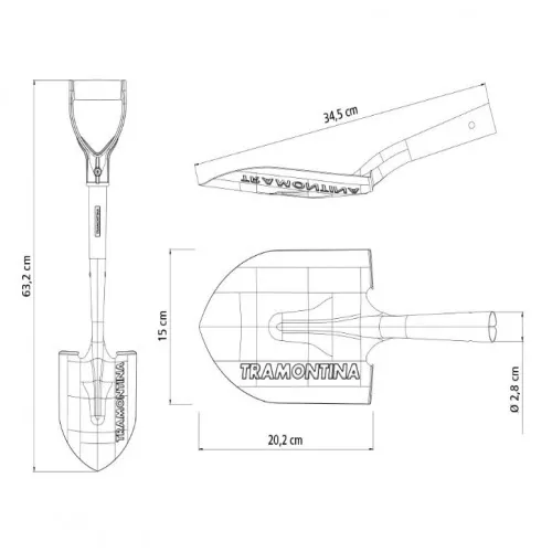 ⁦مجرفة صغيرة بمقبض خشبي مقاس 45 سم⁩ - الصورة ⁦4⁩