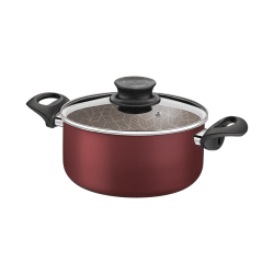 قدر من الألومنيوم مع طلاء داخلي وخارجي Starflon Max Red غير لاصق مع غطاء زجاجي ، 22 سم 3،8 لتر Paris