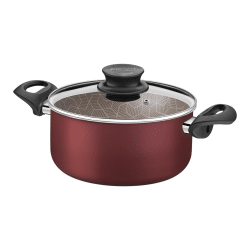 قدر من الألومنيوم مع طلاء داخلي وخارجي Starflon Max Red غير لاصق بغطاء زجاجي ، 26 سم 6،3 لتر Paris