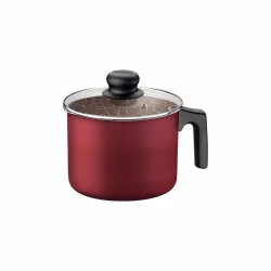 دلة ألمنيوم مع طلاء داخلي وخارجي Starflon Max أحمر غير لاصق مع غطاء زجاجي ، 14 سم 1،9 لتر Paris