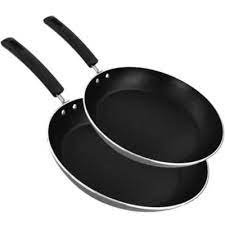 طقم مقلاة من الألومنيوم الاسود قطعتان 24 سم 1,2 لتر و 28 سم 2 لتر مع طلاء Starflon داخلي وخارجي ممتاز Sicília