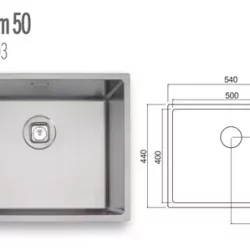 Alternative view of حوض كوادروم عميق 50*40*20 سم سمك 1 ملم ستانلس ستيل