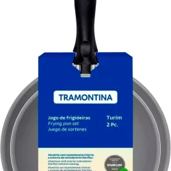 Alternative view of طقم مقالي ألومنيوم للقلي من ترامونتينا توريم مكون من قطعتين مع طلاء  صحي 100% غير اللاصق الداخلي والخارجي بلون الرصاصي