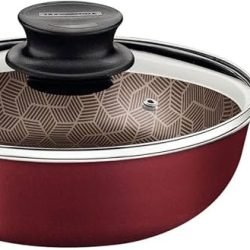 Alternative view of مقلاة ألومنيوم من ترامونتينا باريس مع طلاء صحي 100% ريد الداخلي والخارجي غير اللاصق وغطاء زجاجي، 26 سم، 3.6 لتر