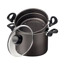 قدر للطهو بالبخار من ماركة ترامونتينا البرازيلية 22 سم لون اسود