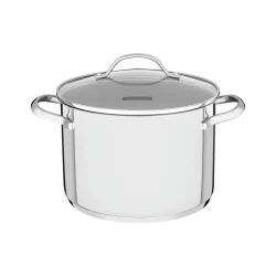 قدر ترامونتينا أونا المصنوع من الفولاذ المقاوم للصدأ مع قاعدة ثلاثية الطبقات وغطاء زجاجي، 20 سم وسعة 4.6 لتر