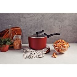 Alternative view of صانعة الفشار من الألومنيوم باللون الأحمر من ترامونتينا باريس مع طبقة غير اللاصقة الداخلية والخارجية صحي 100%، 22 سم، 4.8 لتر