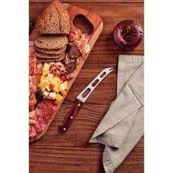 سكين جبن ترامونتينا بوليوود مقاس 6 بوصات بشفرة من الفولاذ المقاوم للصدأ ومقبض من الخشب المعالج باللون الأحمر