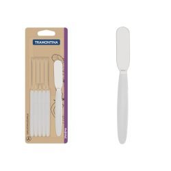 سيت ملاعق اجبان 6 قطع لون ابيض مصنوعة من الاستانلس ستيل قياس 4"