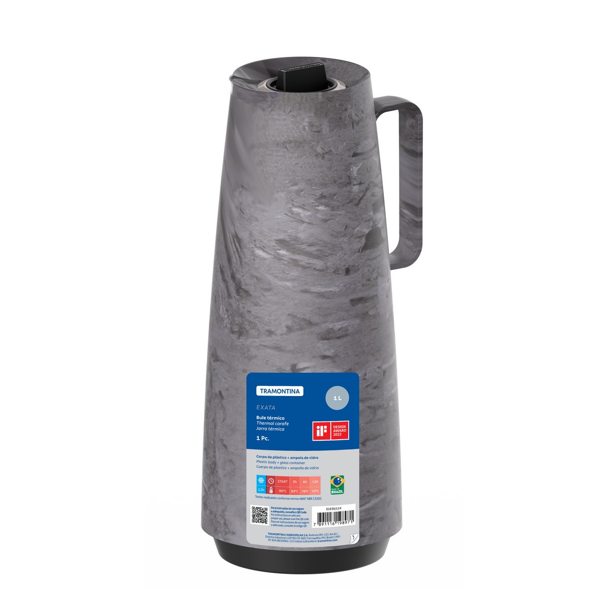 ترمز شاي 1 لتر داخل زجاجي من ترامونتينا لون الرخام الرمادي 3 ترمز شاي 1 لتر داخل زجاجي من ترامونتينا لون الرخام الرمادي - الصورة 3