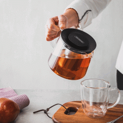 إبريق شاي ترامونتينا من الزجاج والفولاذ المقاوم للصدأ مع مصفاة، 900 مل