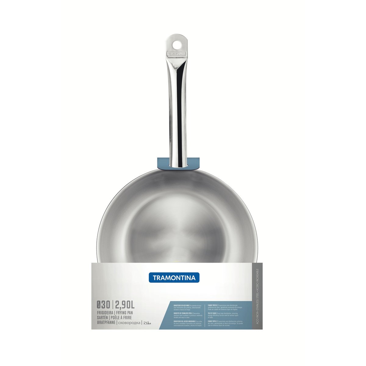 مقلاة ترامونتينا الاستنالس ستيل من الفولاذ المقاوم للصدأ صحية 100% مع قاعدة ومقبض ثلاثي الطبقات 30 سم 2.9 لتر 3 مقلاة ترامونتينا الاستنالس ستيل من الفولاذ المقاوم للصدأ صحية 100% مع قاعدة ومقبض ثلاثي الطبقات 30 سم 2.9 لتر - الصورة 3