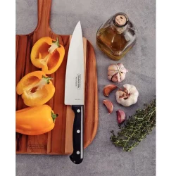 سكين الطاهي من ترامونتينا بشفرة من الفولاذ المقاوم للصدأ ومقبض من البولي بروبيلين الأسود، مقاس 8 بوصات