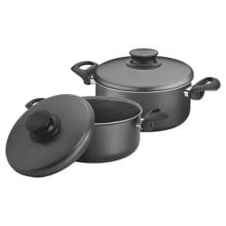 طقم اواني طهي من قطعتين من الألومنيوم مع طبقة داخلية غير لاصقة من ستارفلون ماكس