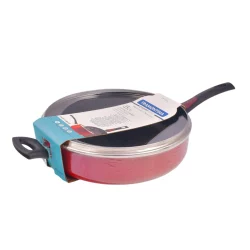 مقلاة ترامونتينا المستقيمة المصنوعة من الألومنيوم مع طبقة ستارفلون الصحية 100%  غير اللاصقة من الداخل وطبقة خارجية من السيليكون الأحمر، 30 سم، 4.9 لتر
