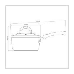 قدر كسرولة ترامونتينا موناكو للطهي الحثي من الألومنيوم مع طلاء ستارفلون الفاخر غير اللاصق من الداخل والخارج، أسود، مع غطاء زجاجي، 18 سم، 2 لتر 15 20861018DCM002G