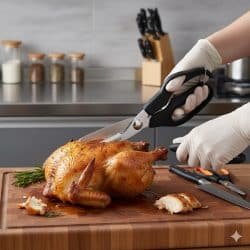 مقص مطبخ من الفولاذ المقاوم للصدأ بمقبض بلاستيكي، 10 انج