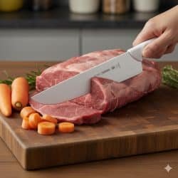 سكين جزار احترافي من ترامونتينا بشفرة من الفولاذ المقاوم للصدأ ومقبض من البولي بروبيلين الأبيض مقاس 12 بوصة