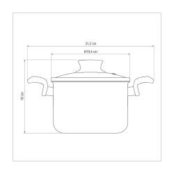 قدر عالي ترامونتينا من الألومنيوم غير لاصق، أحمر، مع غطاء زجاجي، 18 سم، 3.1 لتر 9 28530618DCM002G