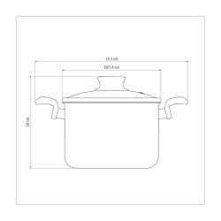 قدر عالي ترامونتينا من الألومنيوم غير لاصق، أحمر، مع غطاء زجاجي،20 سم، 4.2 لتر 9 28530620DCM002G
