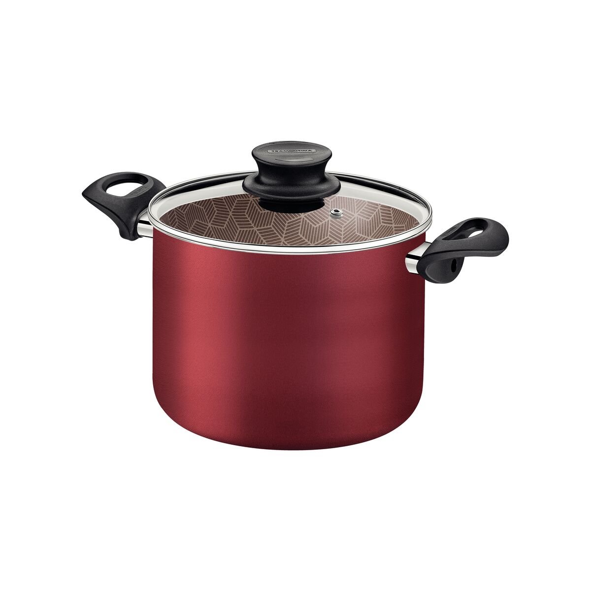 قدر عالي ترامونتينا من الألومنيوم غير لاصق، أحمر، مع غطاء زجاجي،20 سم، 4.2 لتر 3 قدر عالي ترامونتينا من الألومنيوم غير لاصق، أحمر، مع غطاء زجاجي،20 سم، 4.2 لتر - الصورة 3