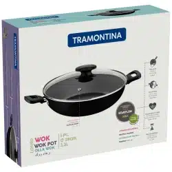 Alternative view of قدر ووك ترامونتينا لوريتو أسود 28 سم 33 لتر مع طلاء داخلي وخارجي غير لاصق من ستارفلون ماكس خالٍ من حمض البيرفلوروكتانويك