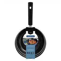 Alternative view of طقم مقلاة ترامونتينا توريم من الألومنيوم مكون من 3 قطع مع طلاء ستارفلون ماكس غير لاصق من الداخل والخارج، أزرق 20-24-26 سم