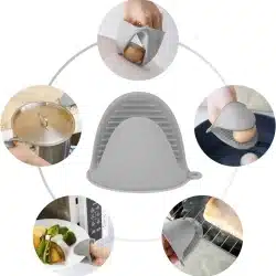 Homepage 38 قفازات فرن سيليكون من ترامونتينا، حاملات أواني للمطبخ، مقاومة للحرارة، قفازات مطبخ صغيرة، قفازات مطاطية للقلي الهوائي، قبضة صغيرة للأواني للطبخ والخبز، قطعة واحدة (رمادي)